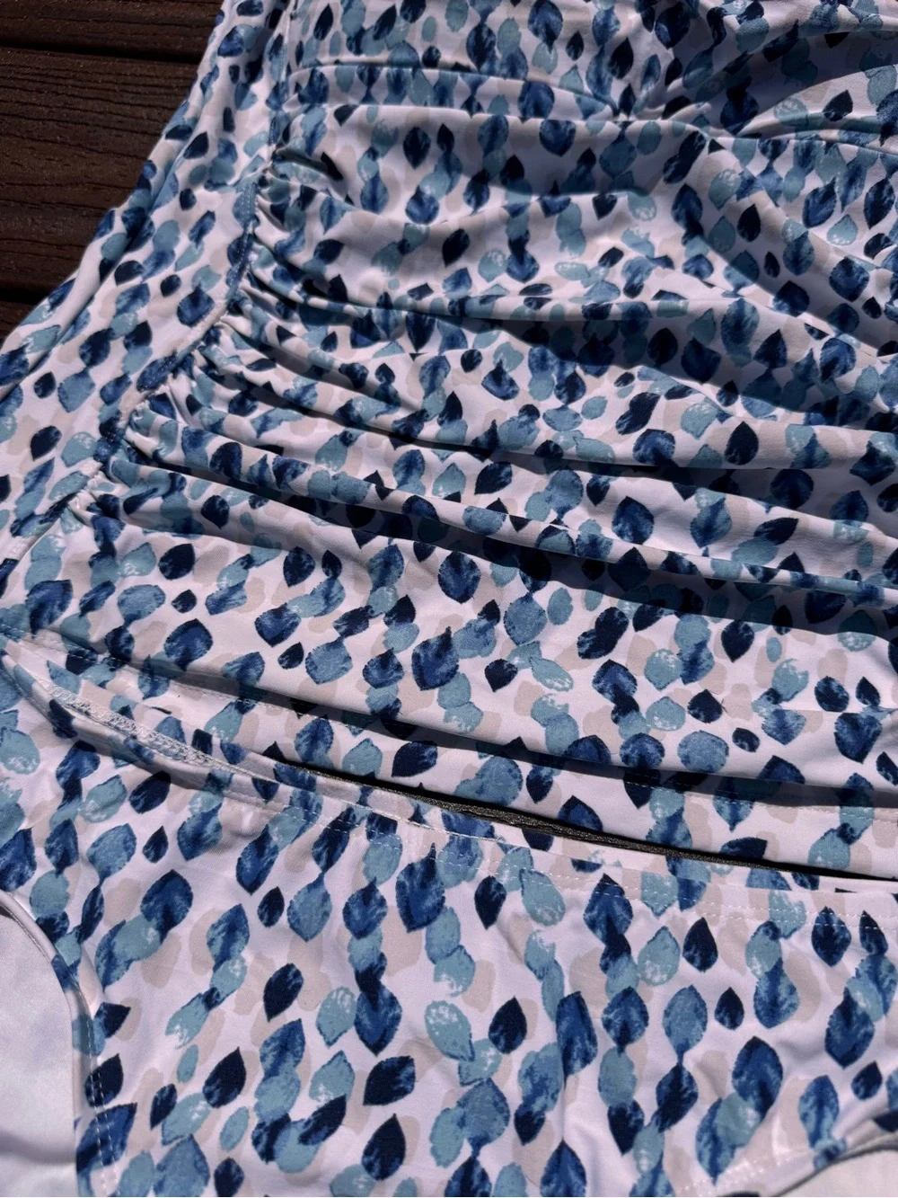 Blue White Nip Tuck Leaf-Print Two-Piece Swim Set